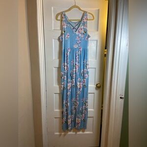 Floral Blue Maxi Dress
